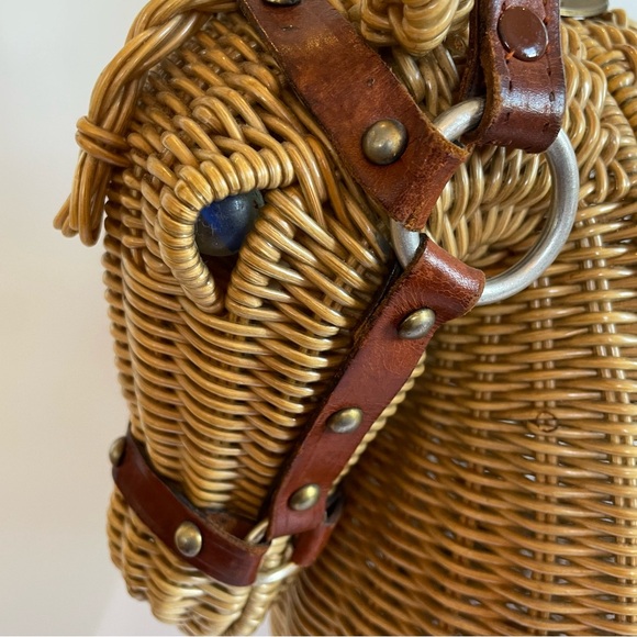 Vintage 70’s Marcus Brothers Wicker Horse Head Handbag Purse - Picture 5 of 11